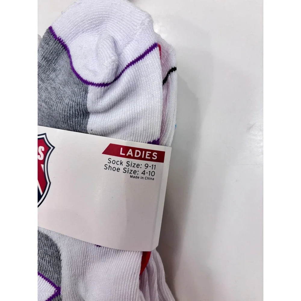 K-Swiss Ladies 6 Pair Ankle Socks White Gray Multi Shoe Size 4-10
